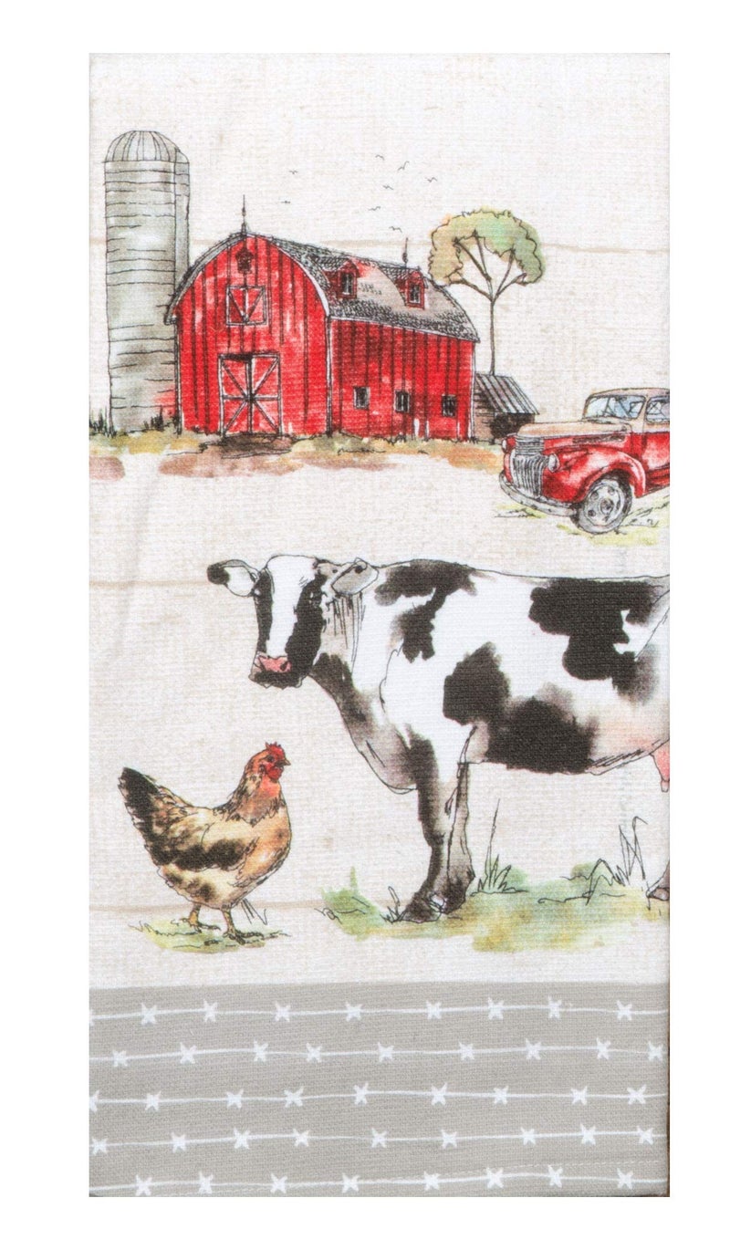 Kay Dee Designs Country Life Dual Purpose Terry Towel & Appliqued Tea Towel Kitchen Dishtowel Set of Farm Animals & Big Red Barn for Cleaning, Drying, Polishing and Baking - Image 2